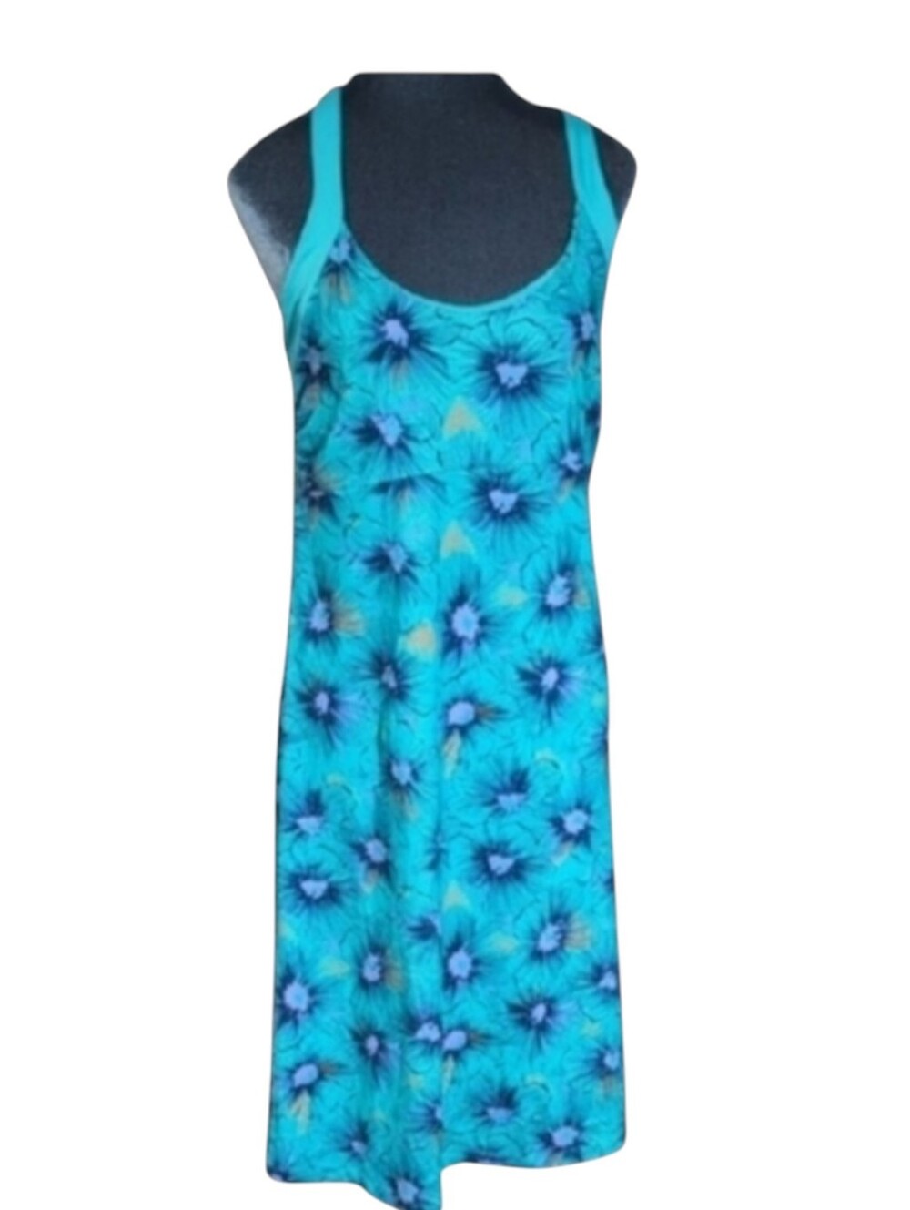 Patagonia Morning Glory Twist Back Blue & Green Floral Athletic Dress Size L